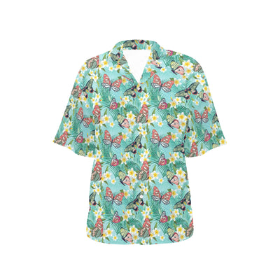 Butterfly Pattern Print Design 09 Women's Hawaiian Shirt