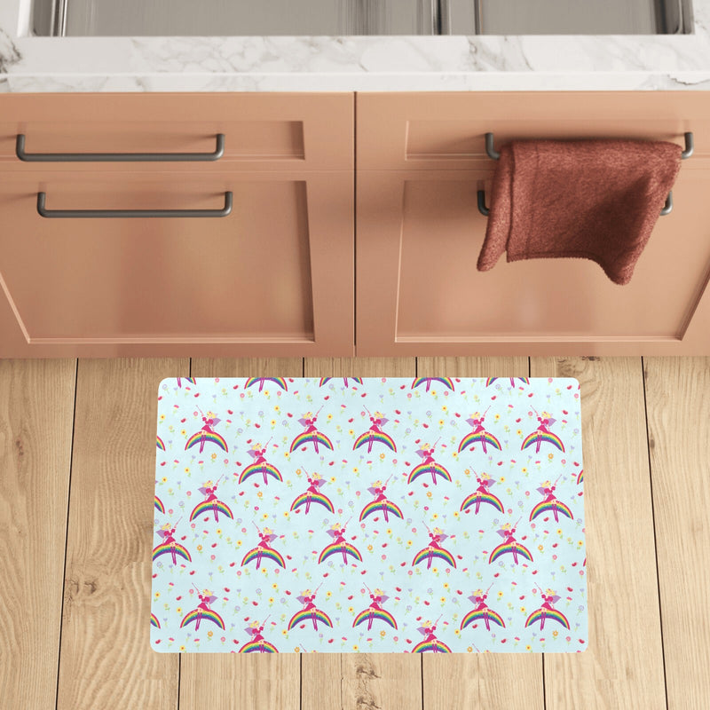 Fairy with Rainbow Print Pattern Kitchen Mat