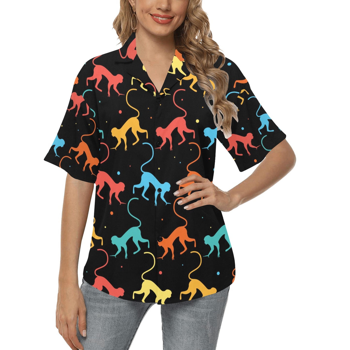 Monkey Pattern Print Design 01 Women's Hawaiian Shirt