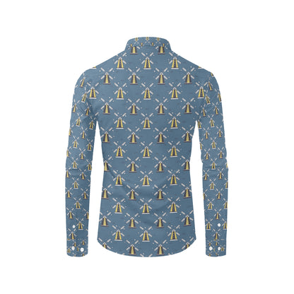 Windmill Pattern Print Design 03 Men's Long Sleeve Shirt