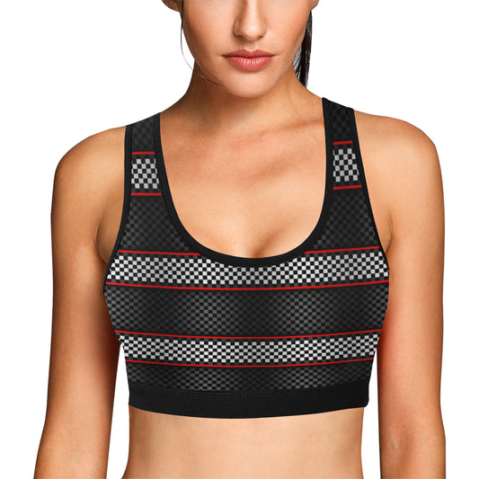 Checkered Flag Red Line Style Sports Bra