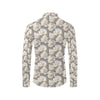 Elegant Grey Flower Print Men's Long Sleeve Shirt