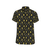 Sun Moon Golden Design Themed Print Men's Short Sleeve Button Up Shirt