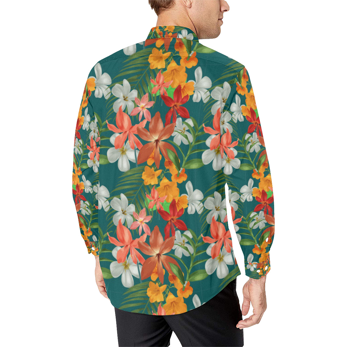 Amaryllis Pattern Print Design AL06 Men's Long Sleeve Shirt