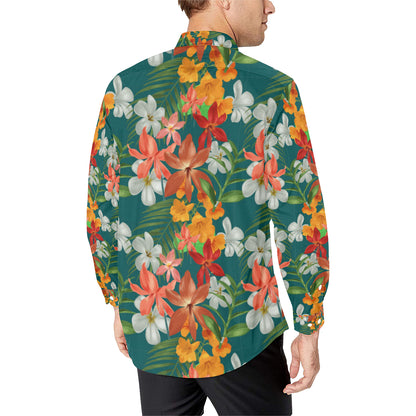 Amaryllis Pattern Print Design AL06 Men's Long Sleeve Shirt