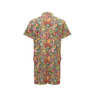 Flower Power Peace Paisley Themed Print Men's Romper