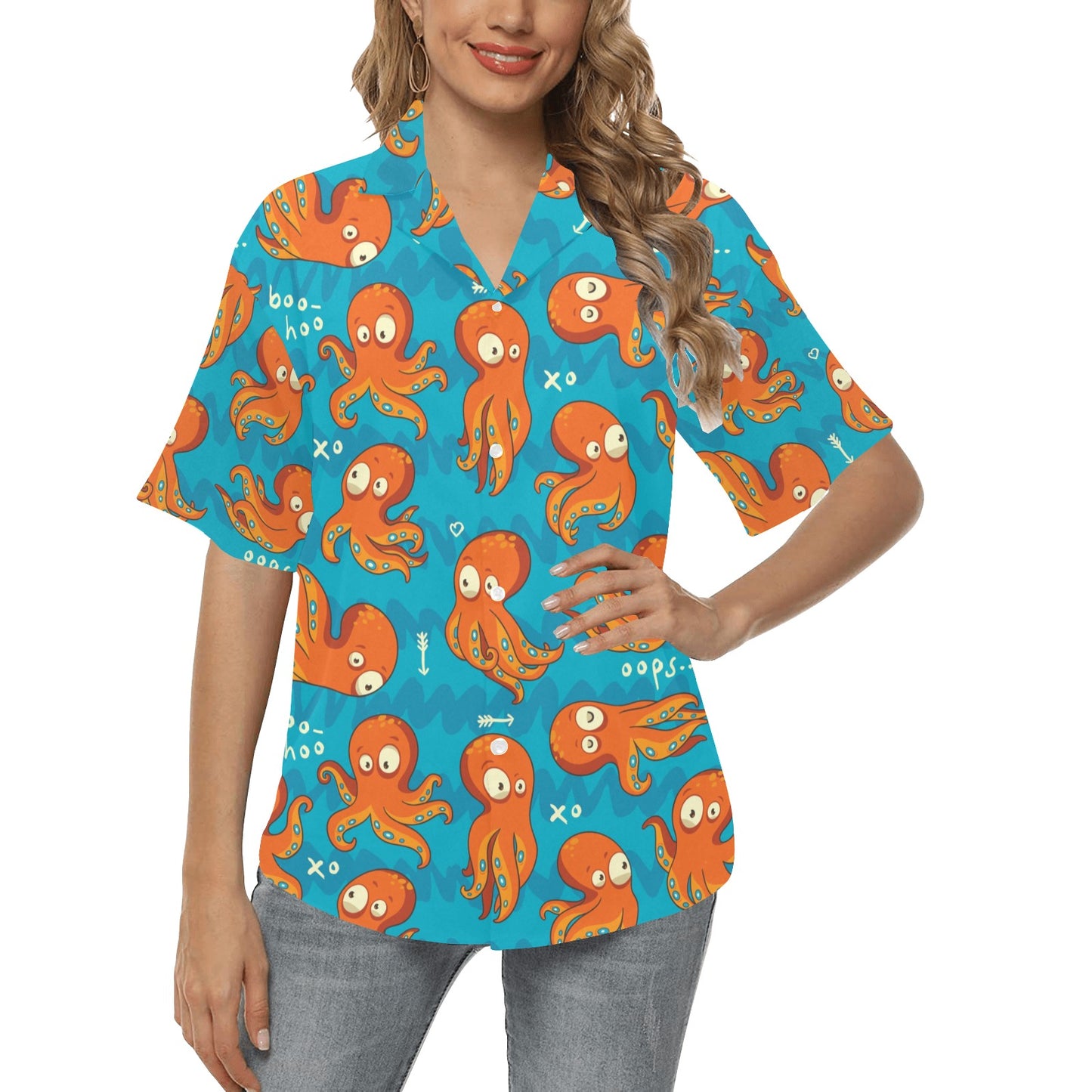 Octopus Pattern Print Design A02 Women's Hawaiian Shirt