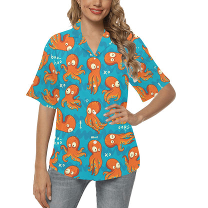 Octopus Pattern Print Design A02 Women's Hawaiian Shirt