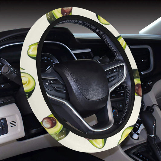 Avocado Pattern Print Design 01 Steering Wheel Cover with Elastic Edge
