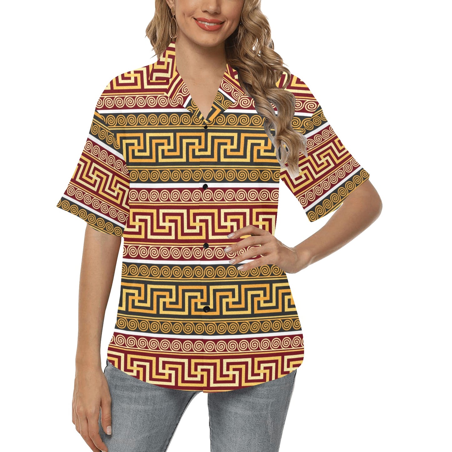 Ancient Greek Pattern Print Design LKS302 Women's Hawaiian Shirt