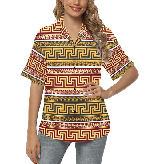 Ancient Greek Pattern Print Design LKS302 Women's Hawaiian Shirt