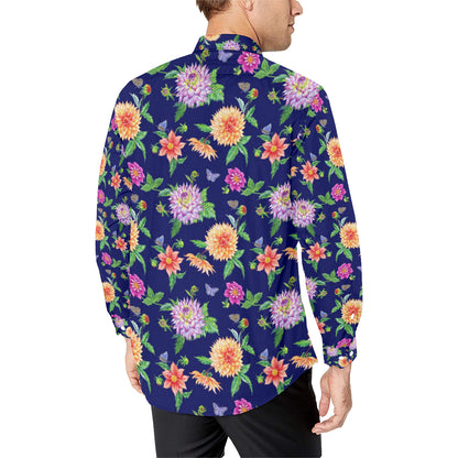 Dahlia Pattern Print Design DH010 Men's Long Sleeve Shirt