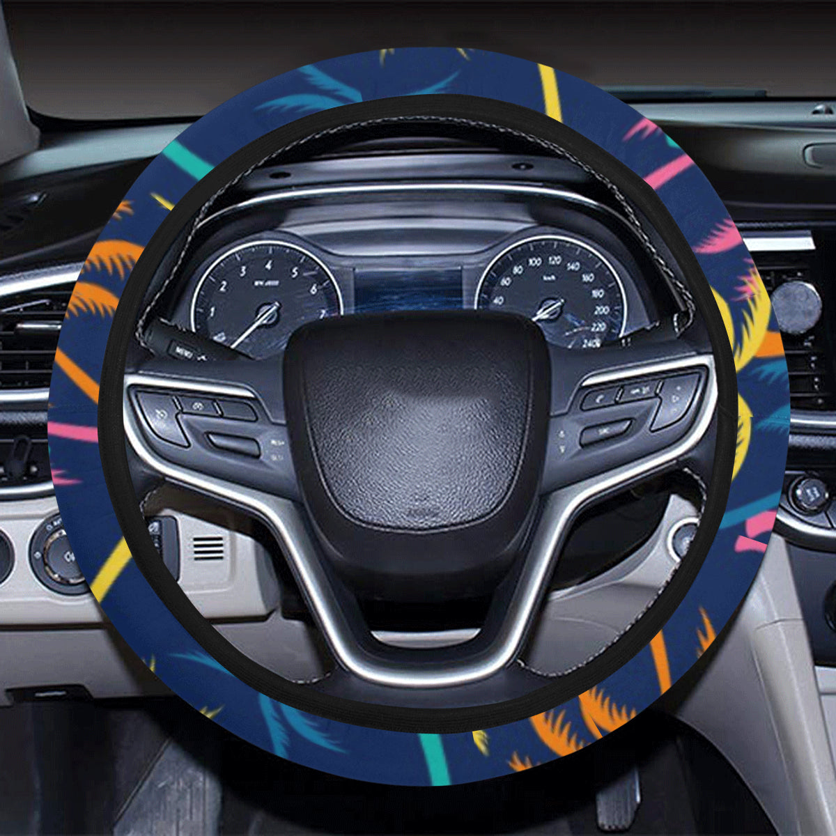 Palm Tree Pattern Print Design PT013 Steering Wheel Cover with Elastic Edge