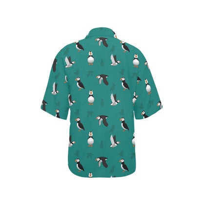 Puffin Pattern Print Design A02 Women's Hawaiian Shirt