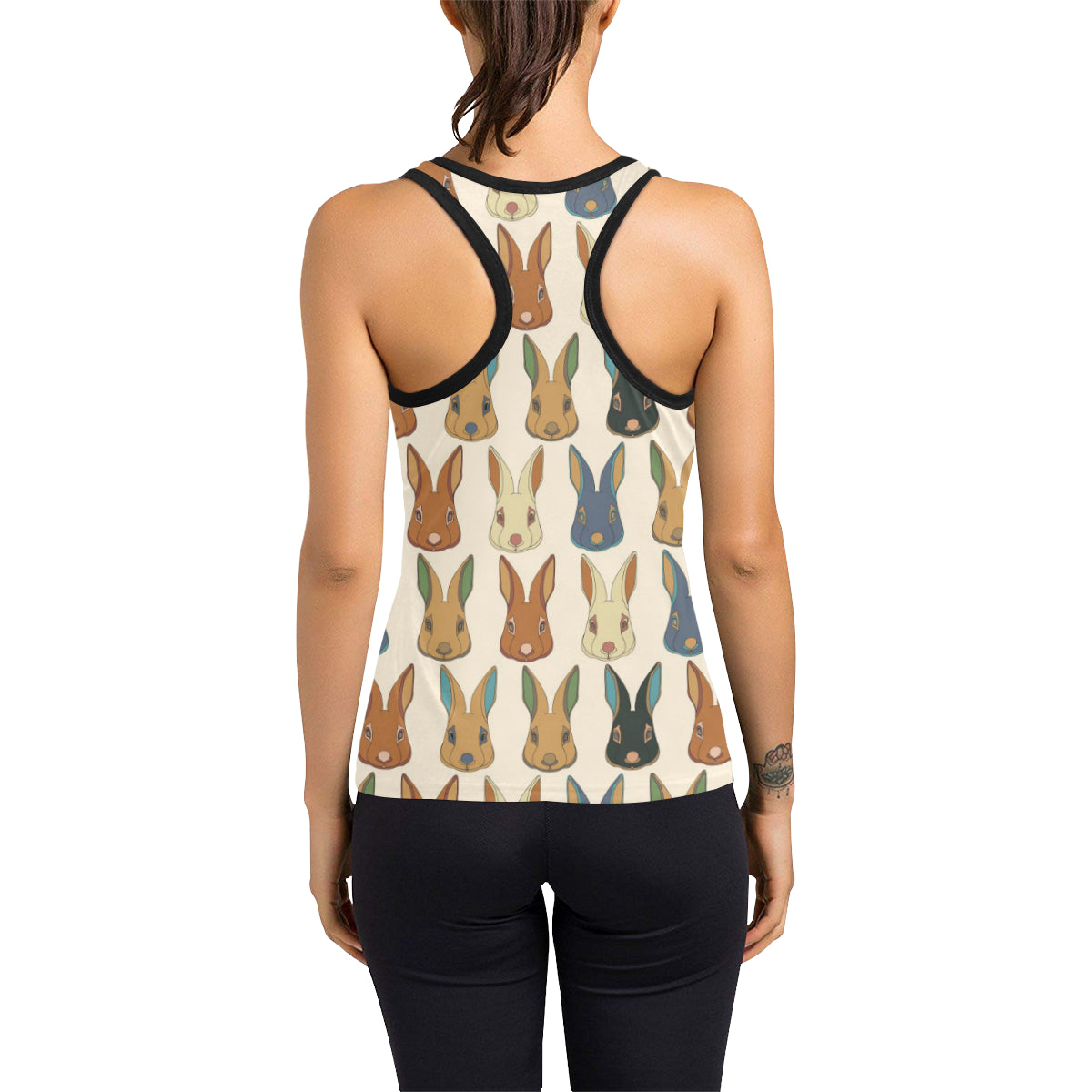 Rabbit Pattern Print Design RB04 Women's Racerback Tank Top