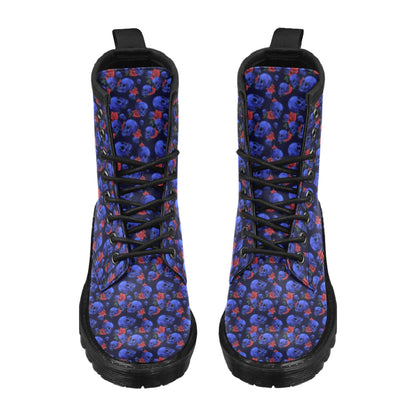 Skull Roses Neon Design Themed Print Women's Boots