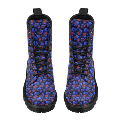 Skull Roses Neon Design Themed Print Women's Boots