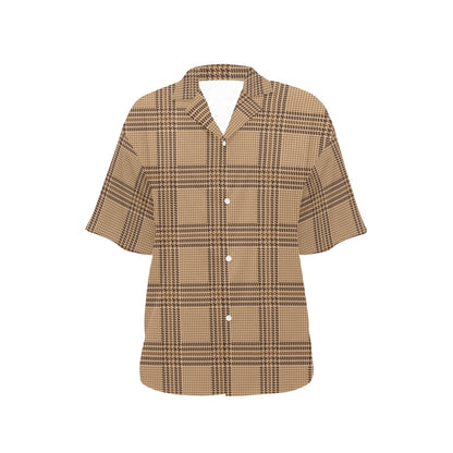 Houndstooth Brown Pattern Print Design 04 Women's Hawaiian Shirt
