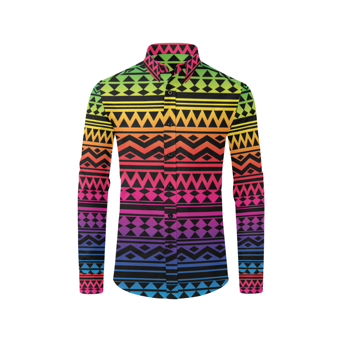 Rainbow Tribal Pattern Print Design A02 Men's Long Sleeve Shirt