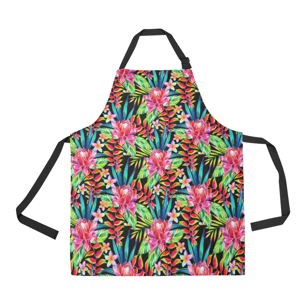 Heliconia Pattern Print Design HL02 Apron with Pocket