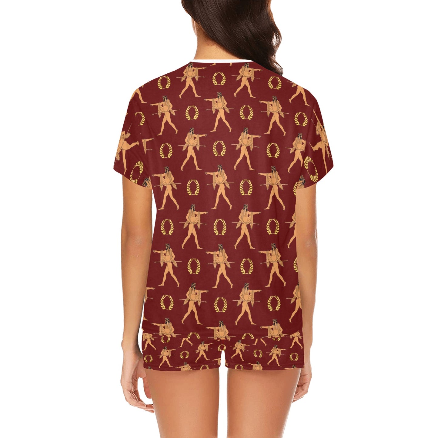 Ancient Greek Print Design LKS307 Women's Short Pajama Set