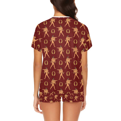 Ancient Greek Print Design LKS307 Women's Short Pajama Set