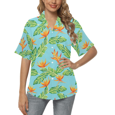 Bird Of Paradise Pattern Print Design BOP04 Women's Hawaiian Shirt