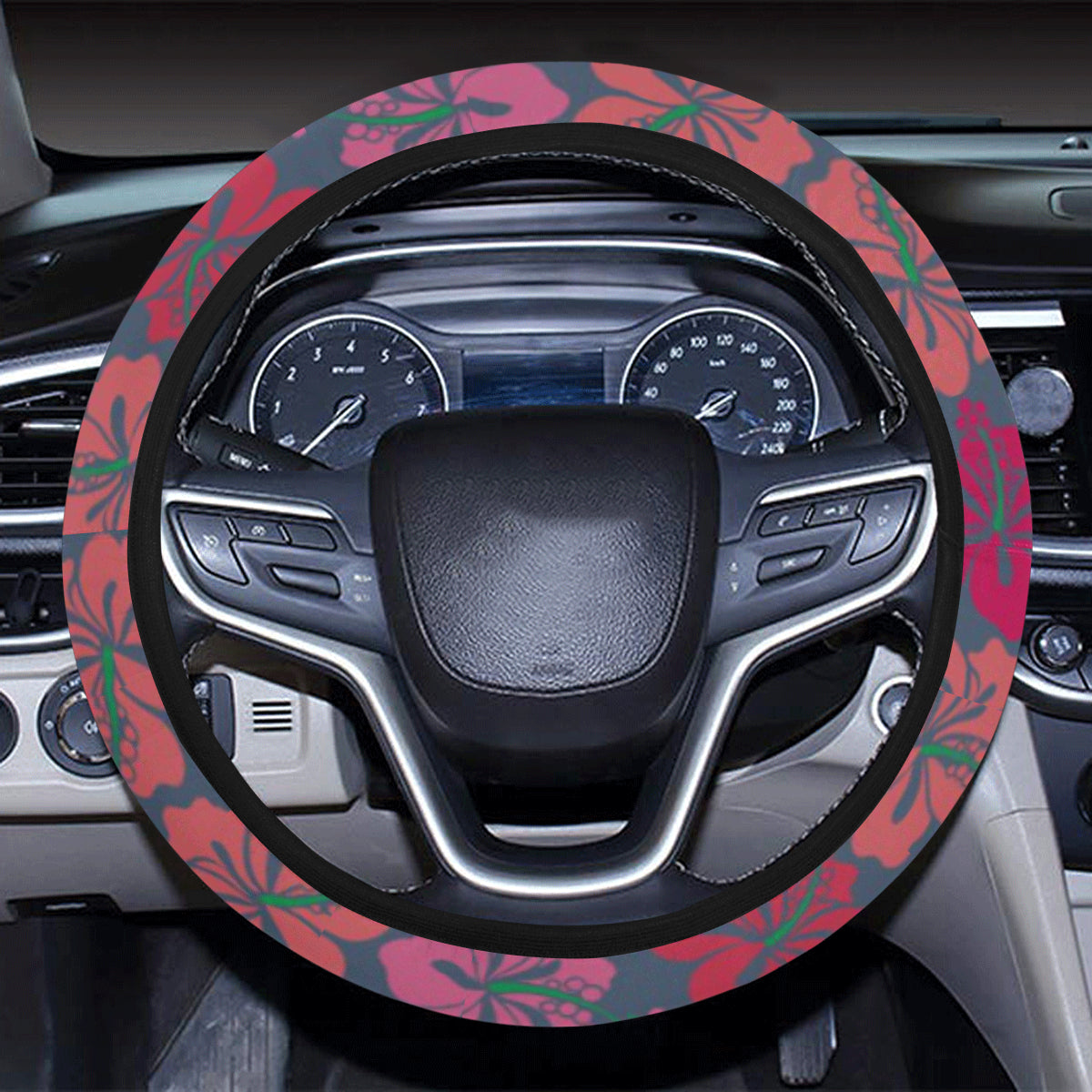 Hawaiian Themed Pattern Print Design H018 Steering Wheel Cover with Elastic Edge