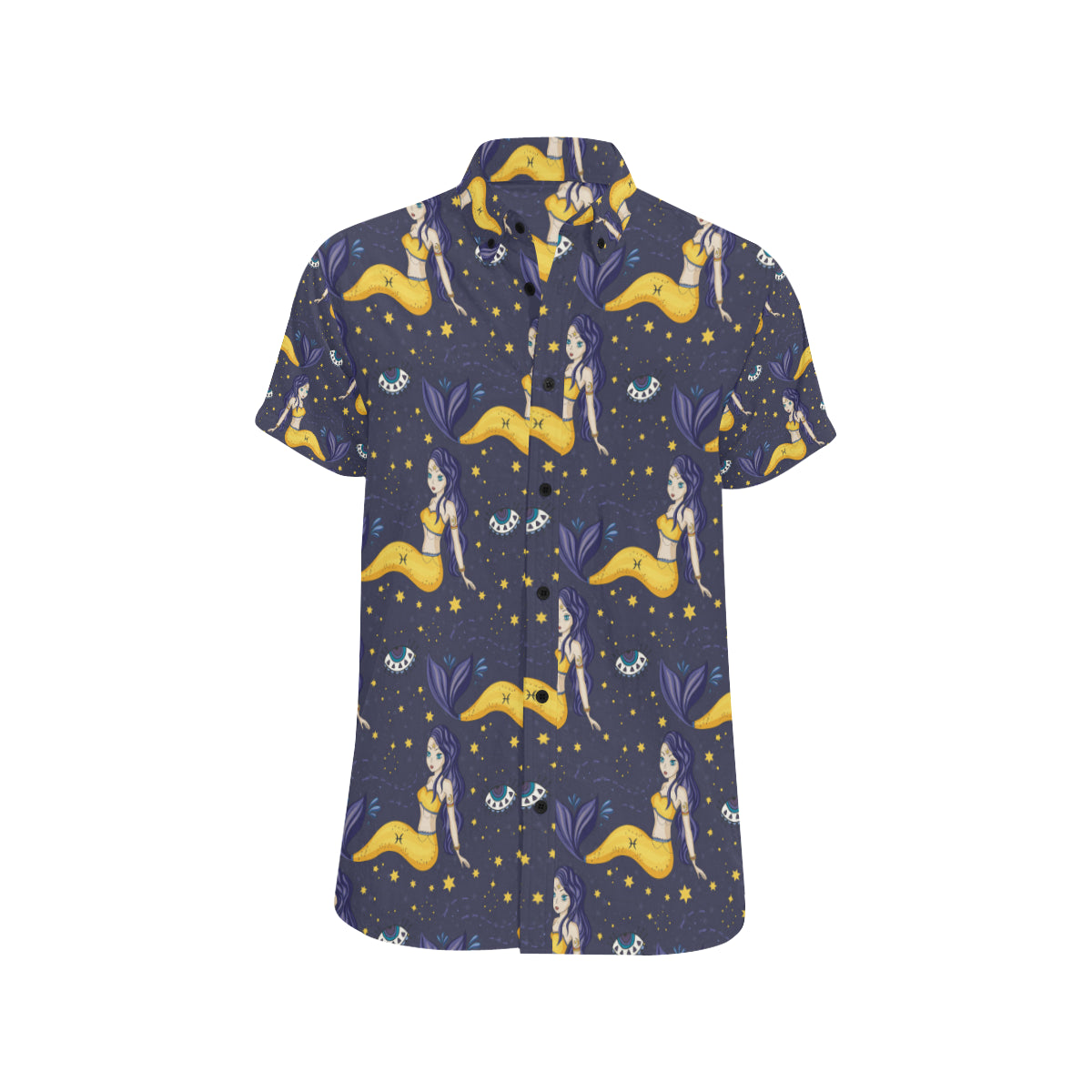 Pisces Pattern Print Design A04 Men's Short Sleeve Button Up Shirt