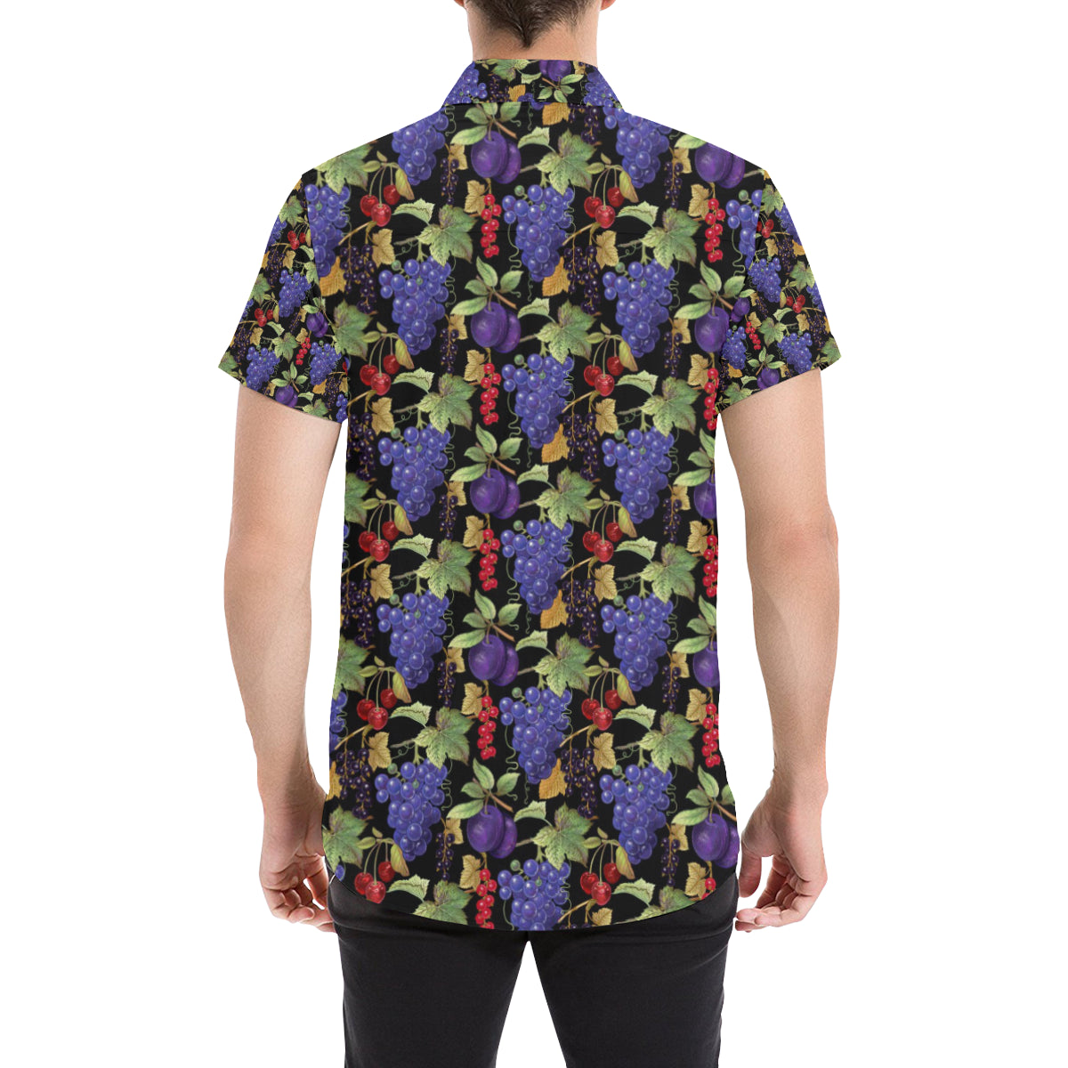 Grape Pattern Print Design GP05 Men's Short Sleeve Button Up Shirt