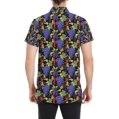 Grape Pattern Print Design GP05 Men's Short Sleeve Button Up Shirt