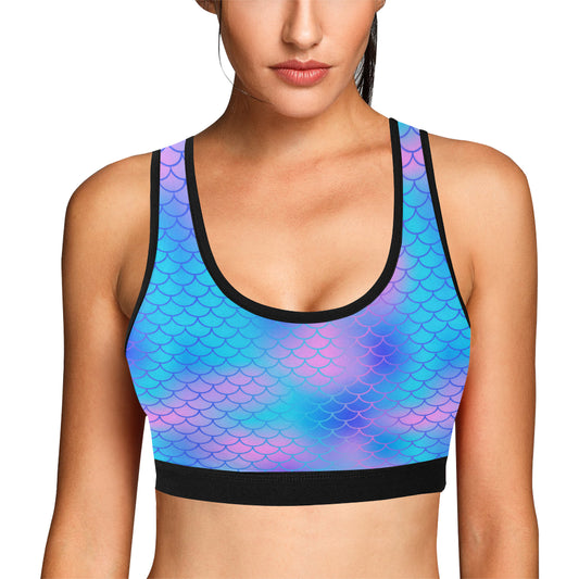 Mermaid Scales Pattern Print Design 04 Sports Bra