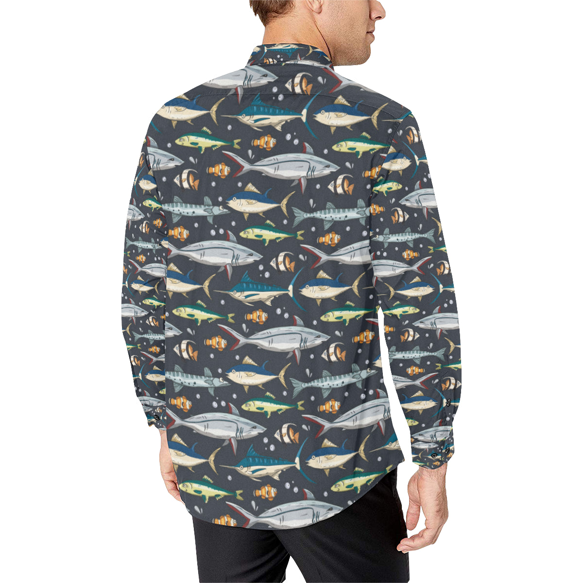 Swordfish Pattern Print Design 04 Men's Long Sleeve Shirt