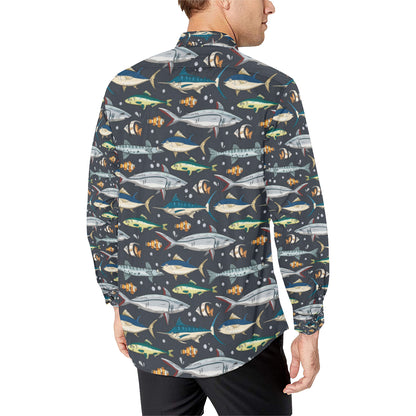 Swordfish Pattern Print Design 04 Men's Long Sleeve Shirt