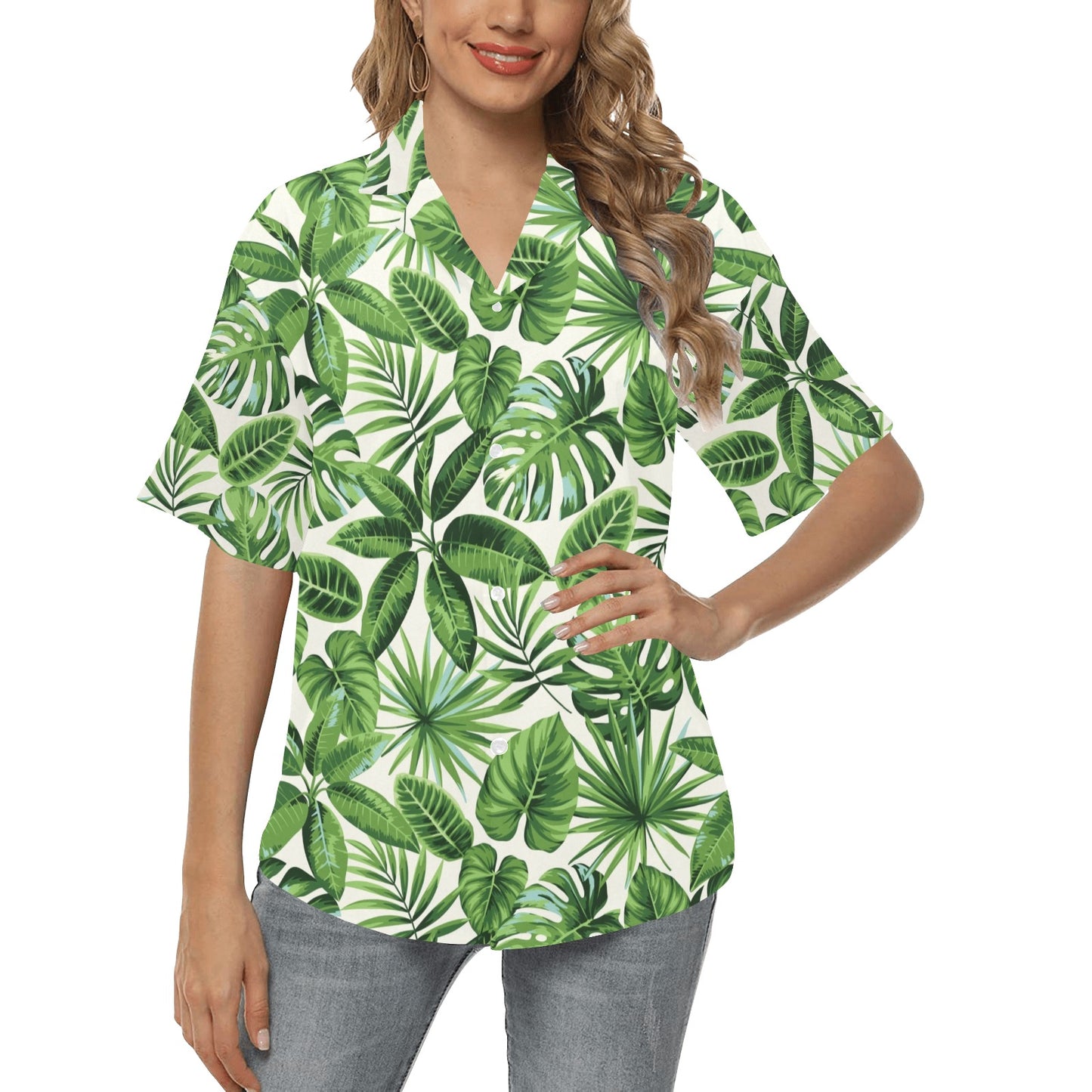 Tropical Flower Pattern Print Design TF013 Women's Hawaiian Shirt