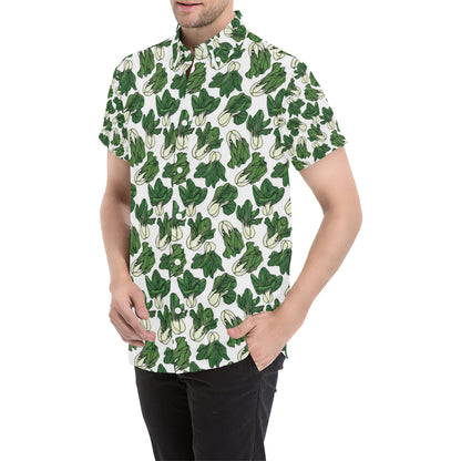 Bok Choy Pattern Print Design 02 Men's Short Sleeve Button Up Shirt