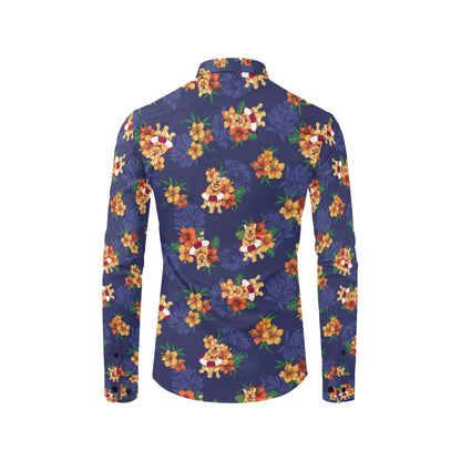 Hawaiian Themed Pattern Print Design H02 Men's Long Sleeve Shirt