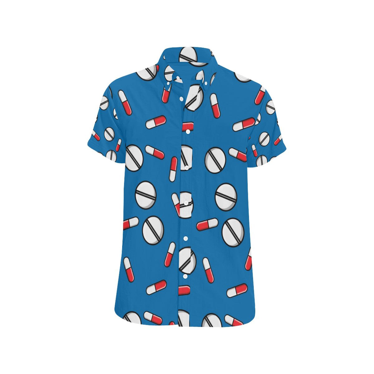 Pill Pattern Print Design A05 Men's Short Sleeve Button Up Shirt
