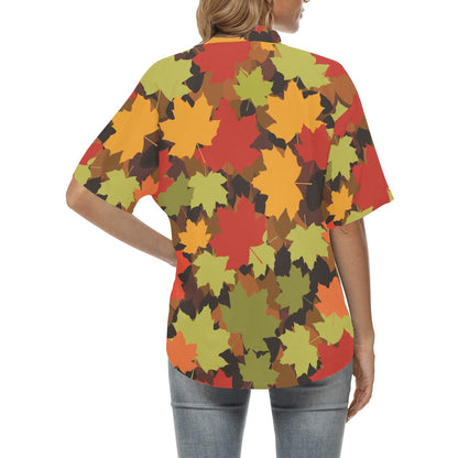 Maple Leaf Pattern Print Design 05 Women's Hawaiian Shirt