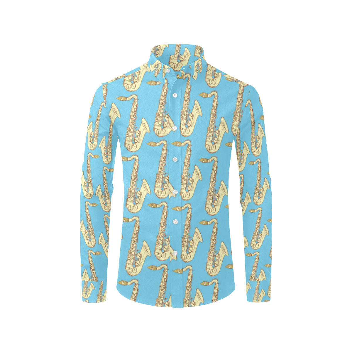 Saxophone Pattern Print Design 03 Men's Long Sleeve Shirt