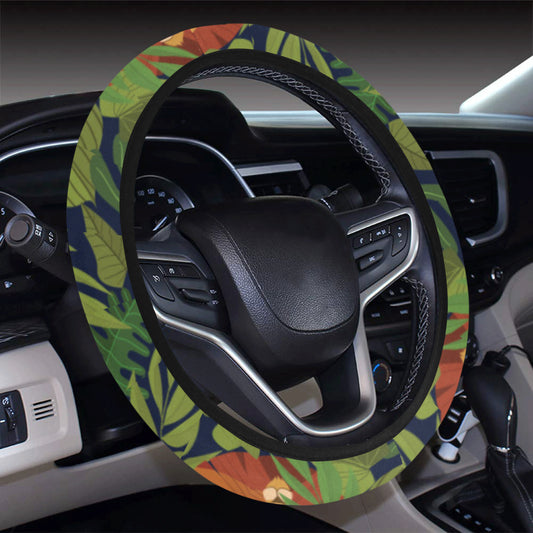 Lion Jungle Pattern Print Design 05 Steering Wheel Cover with Elastic Edge