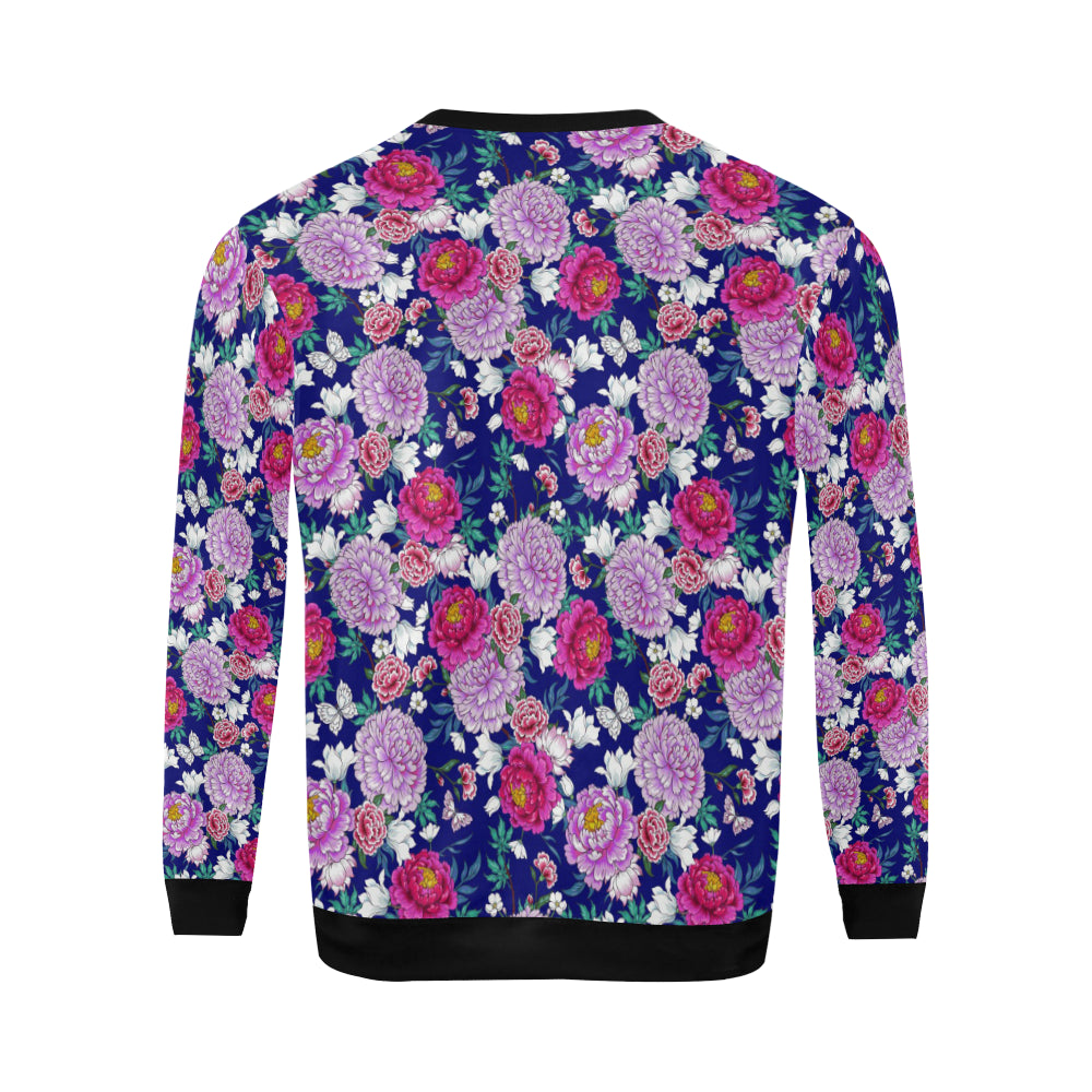 Dahlia Pattern Print Design DH013 Men Long Sleeve Sweatshirt