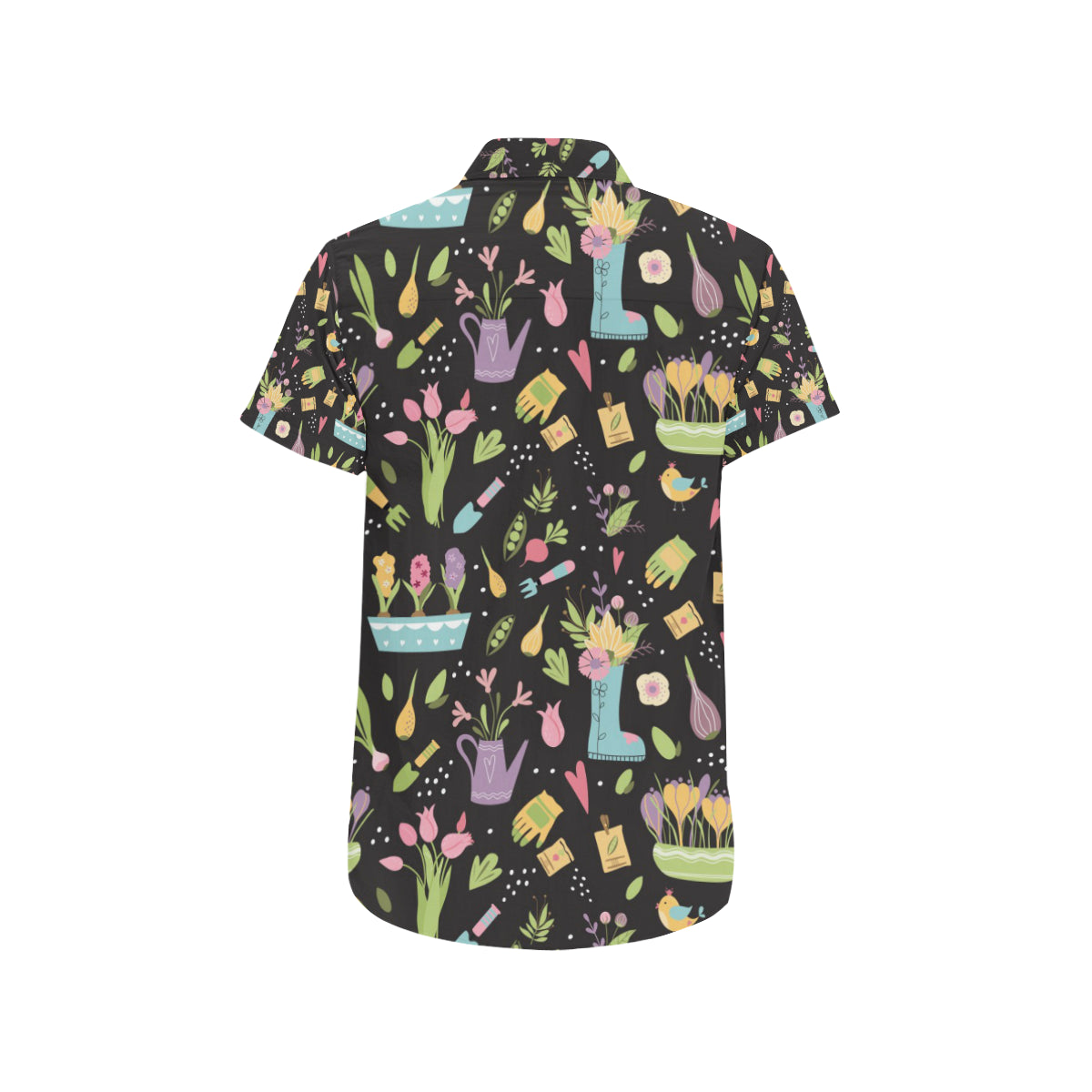 Gardening Pattern Print Design G03 Men's Short Sleeve Button Up Shirt