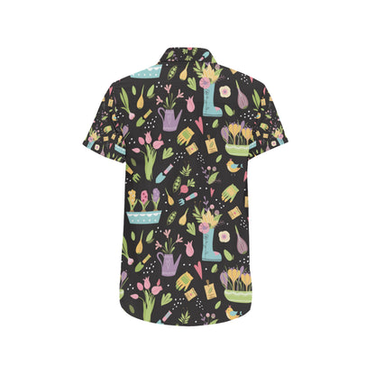 Gardening Pattern Print Design G03 Men's Short Sleeve Button Up Shirt
