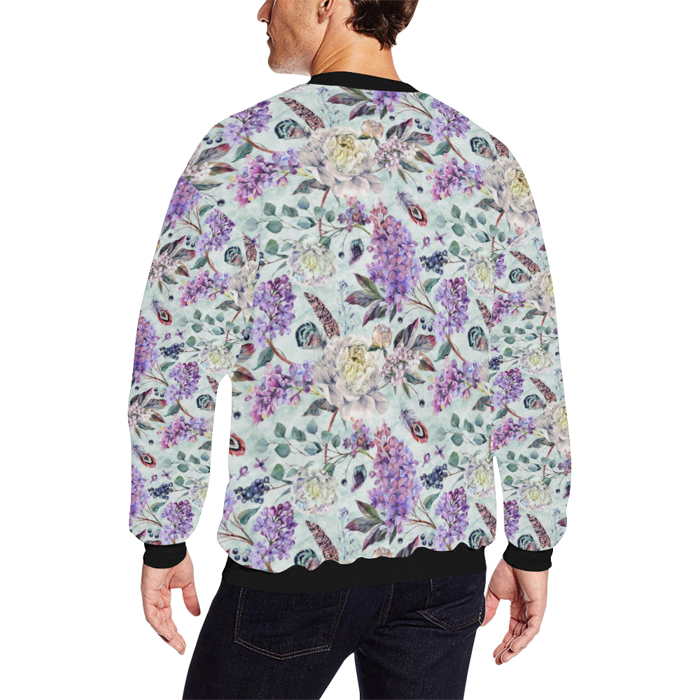 Lilac Pattern Print Design LI06 Men Long Sleeve Sweatshirt