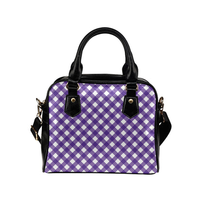 Gingham Purple Pattern Print Design 03 Shoulder Handbag