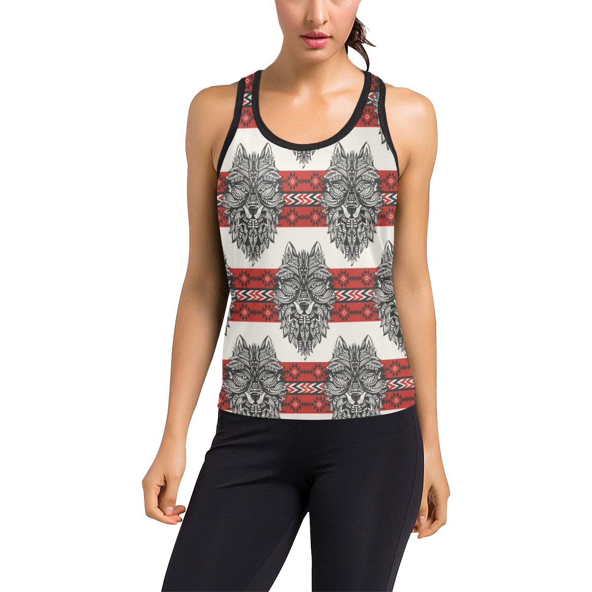 Native Indian Wolf Women's Racerback Tank Top