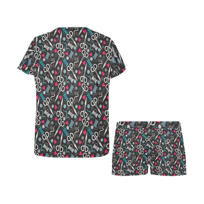 Sewing Equipment Print Design LKS305 Women's Short Pajama Set
