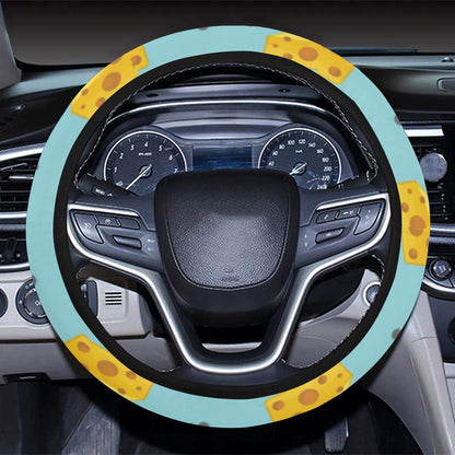Cheese Pattern Print Design 02 Steering Wheel Cover with Elastic Edge