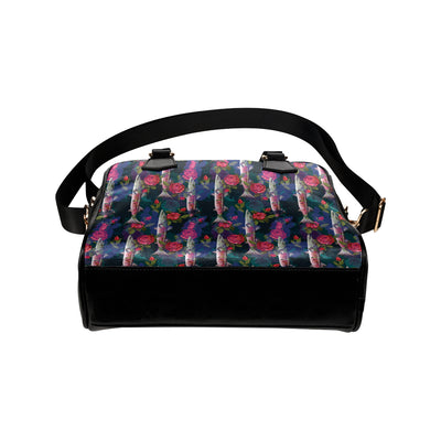 Barracuda with Folwer Pattern Print Design 01 Shoulder Handbag